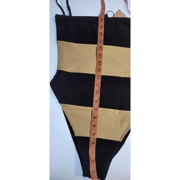 SAME Los Angeles One Piece Swimsuit Womens  Color  Suede Cream/Black Size Large - Picture 6 of 10